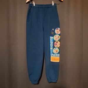 Disney Sweatpant Womens Blue Fleece Ankle Cuffed Play In The Park Graphic Sz XS